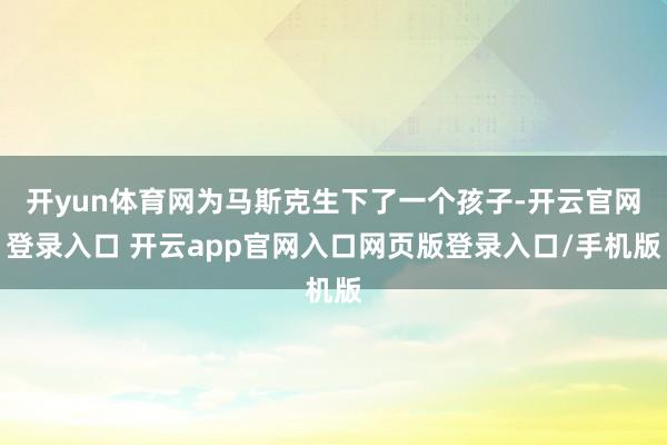 开yun体育网为马斯克生下了一个孩子-开云官网登录入口 开云app官网入口网页版登录入口/手机版