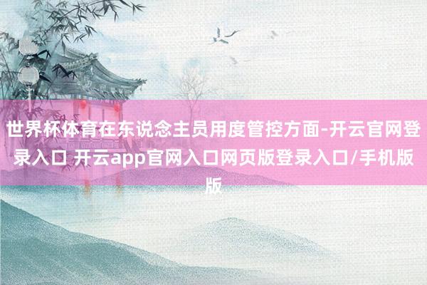 世界杯体育在东说念主员用度管控方面-开云官网登录入口 开云app官网入口网页版登录入口/手机版